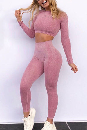 
                
                    Load image into Gallery viewer, Demi Seamless Three-Piece Set (Leggings, Bra &amp;amp; Long Sleeve Top)
                
            